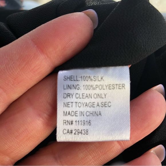 Vintage Yumi Kim 100% Silk Black floral print Mini dress, Small Party Cocktail - Picture 10 of 12